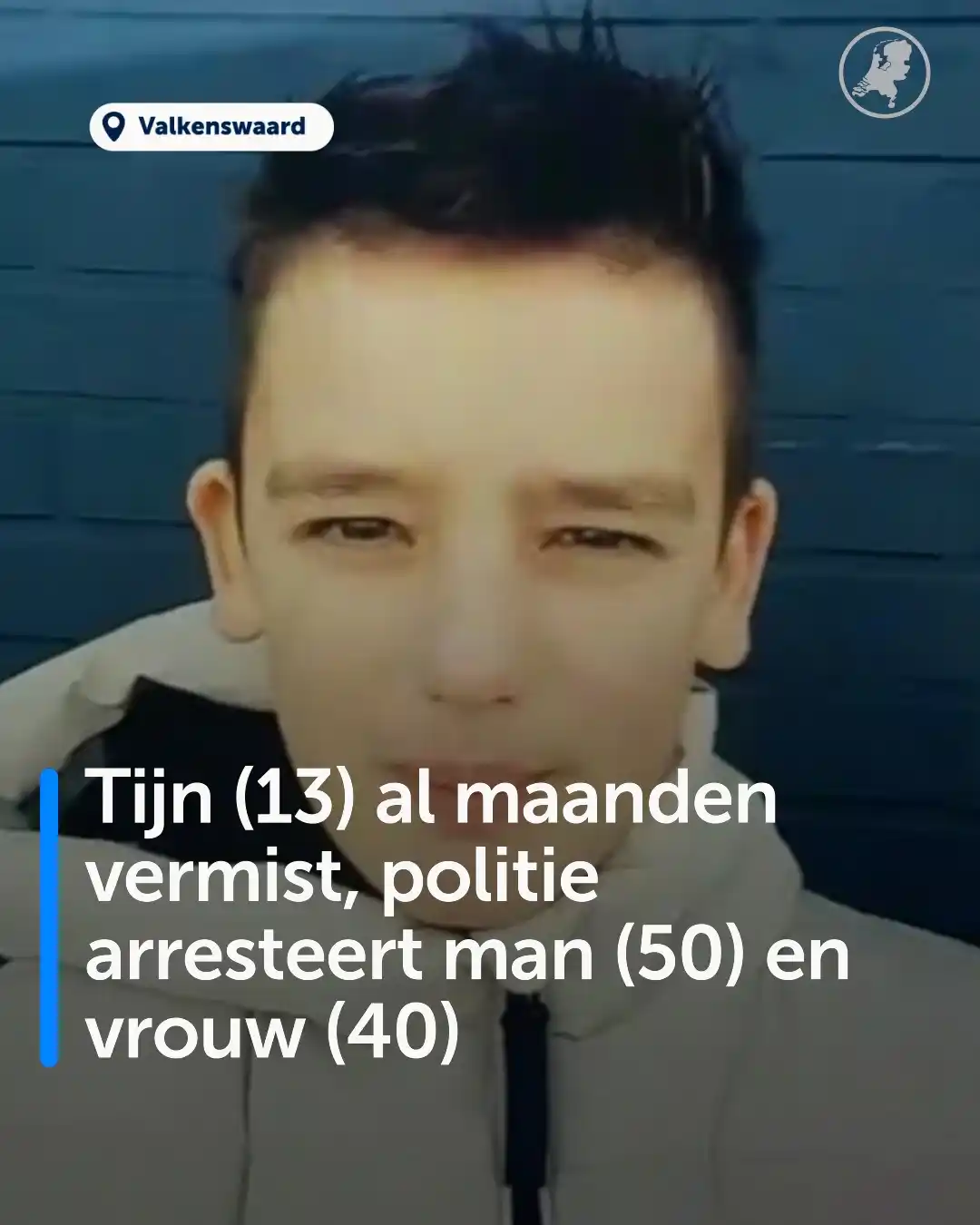 Image from Hart van Nederland: De 13-jarige Tijn uit Eindhoven, die al sinds 14 januari wordt vermist...