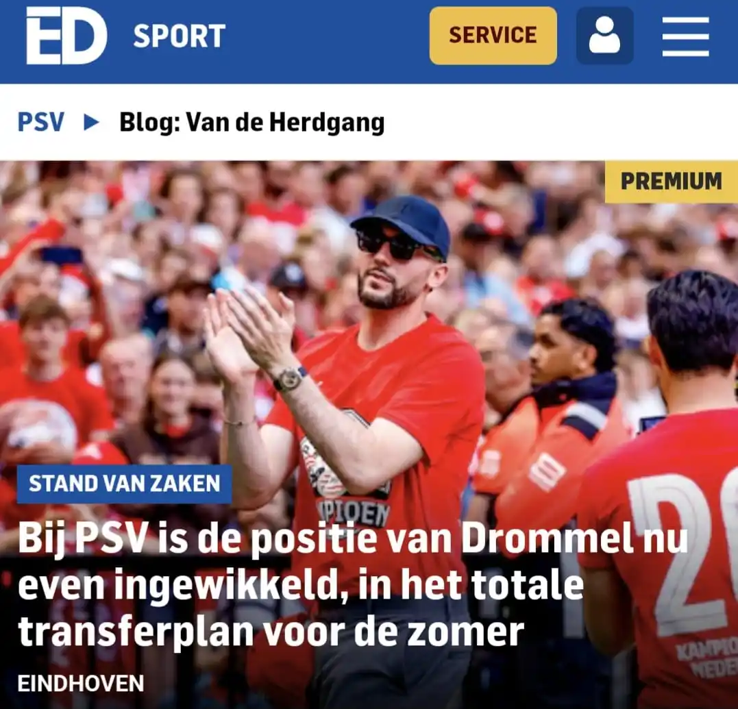 Image from Rik Elfrink - PSV - ED: De positie van Drommel is even een ingewikkelde bij PSV. Zie: https://...