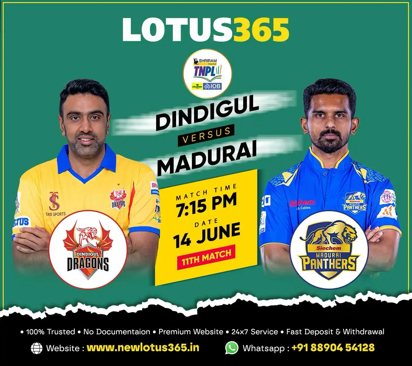 Image from Newlotus365: *DINDIGUL 🆚 MADURAI* *3% BONUS ON EVERY DEPOSIT💌* Match Start On ...