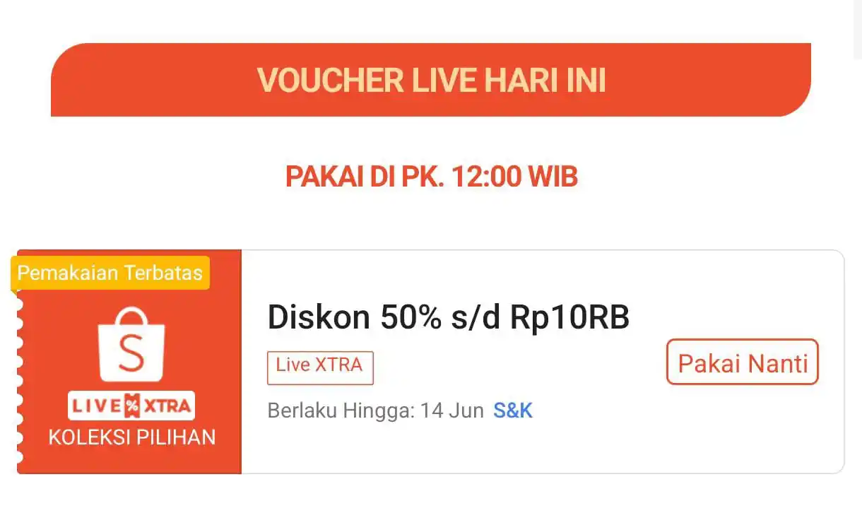 Image from PROMO SHOPEE 🔥: Diskon 50% max 10k Live xtra 🔥PK 12:00 https://s.shopee.co.id/10qf2MY...