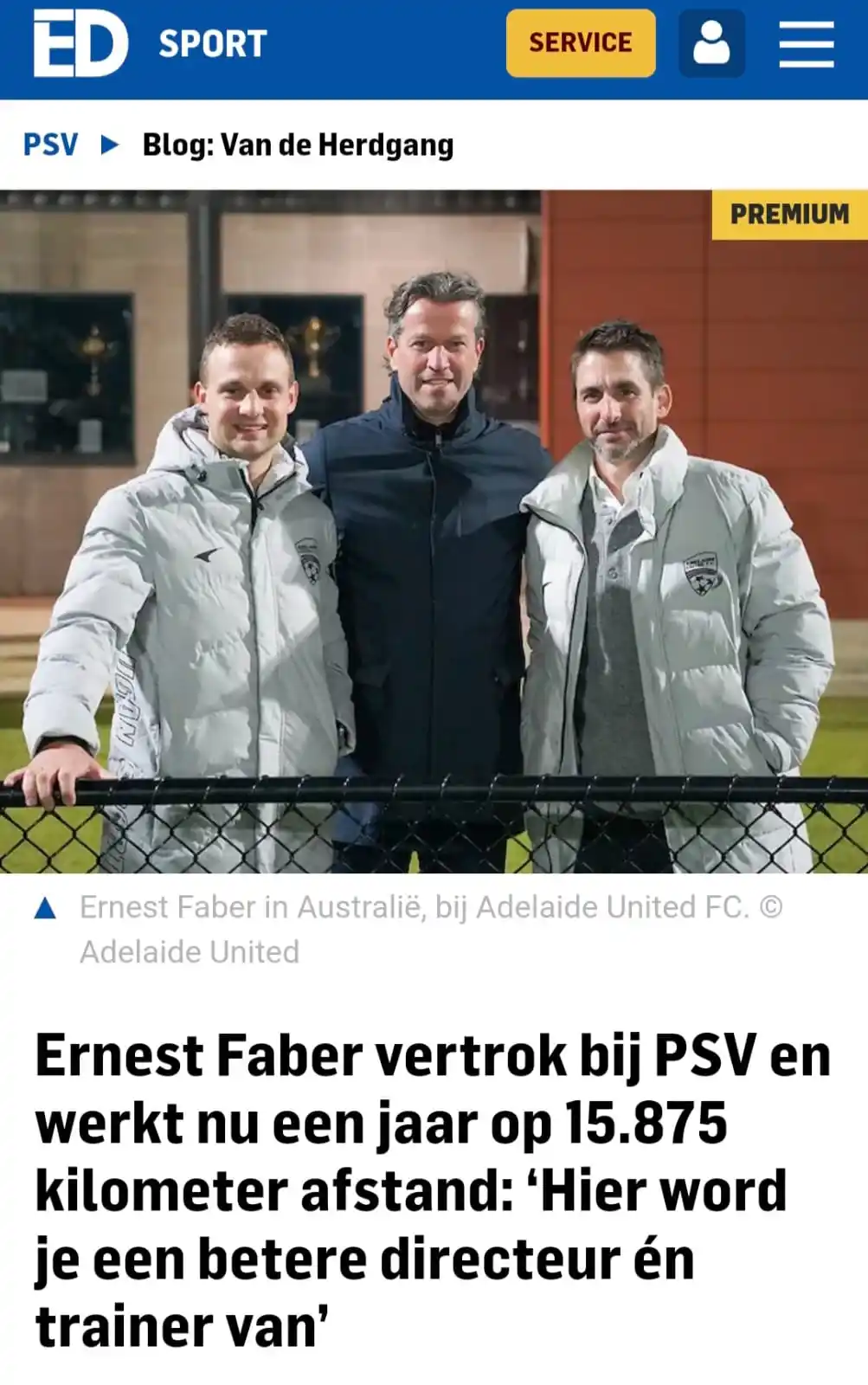 Image from Rik Elfrink - PSV - ED: Ernest Faber is een jaar weg bij PSV en vertelt over zijn tijd in Aust...