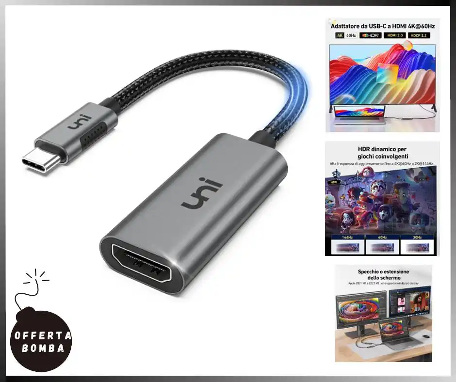 Image from Le Offerte di Joy: ββοΈ ππππππ π π½πππ½πΌ βοΈβ π’ *uni Adattatore da USB C a HDMI...