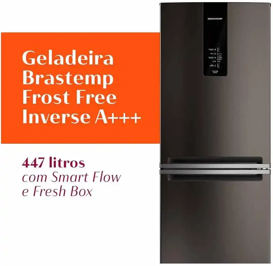 Image from Rafael Pacheco Ofertas: - Geladeira Brastemp Ff Inverse 447l Black Inox - Bre57fe 127v 💵 R...
