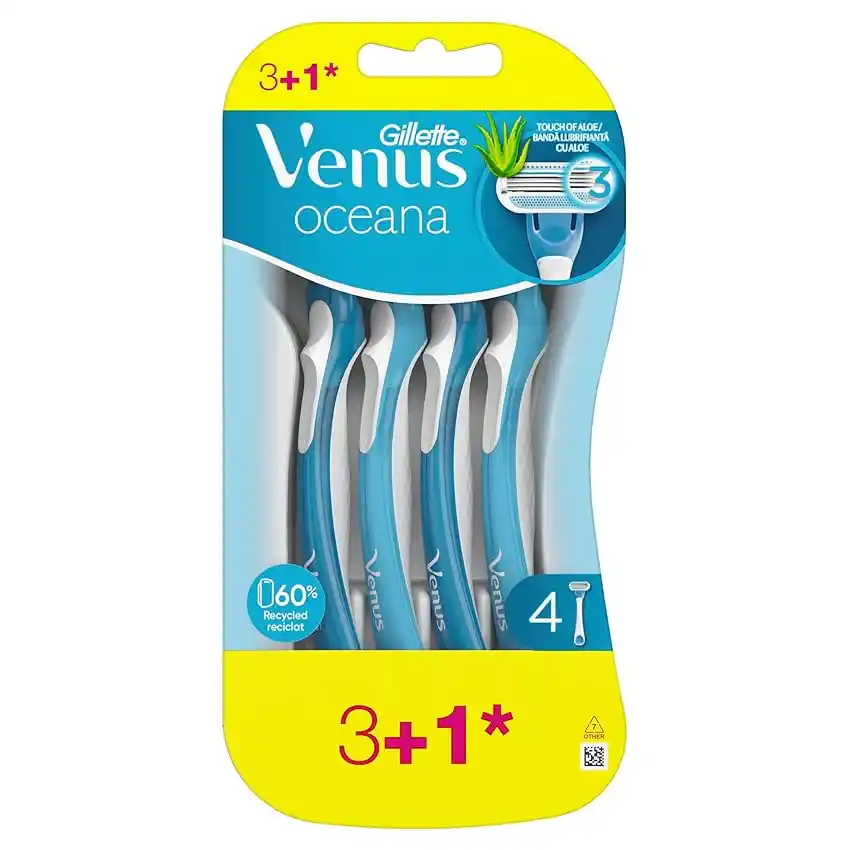 Image from Supermercato Sottocasa: 👀 Gillette Venus Oceana Rasoio Donna 3 Lamette di Ricambio + 1 Gratis...