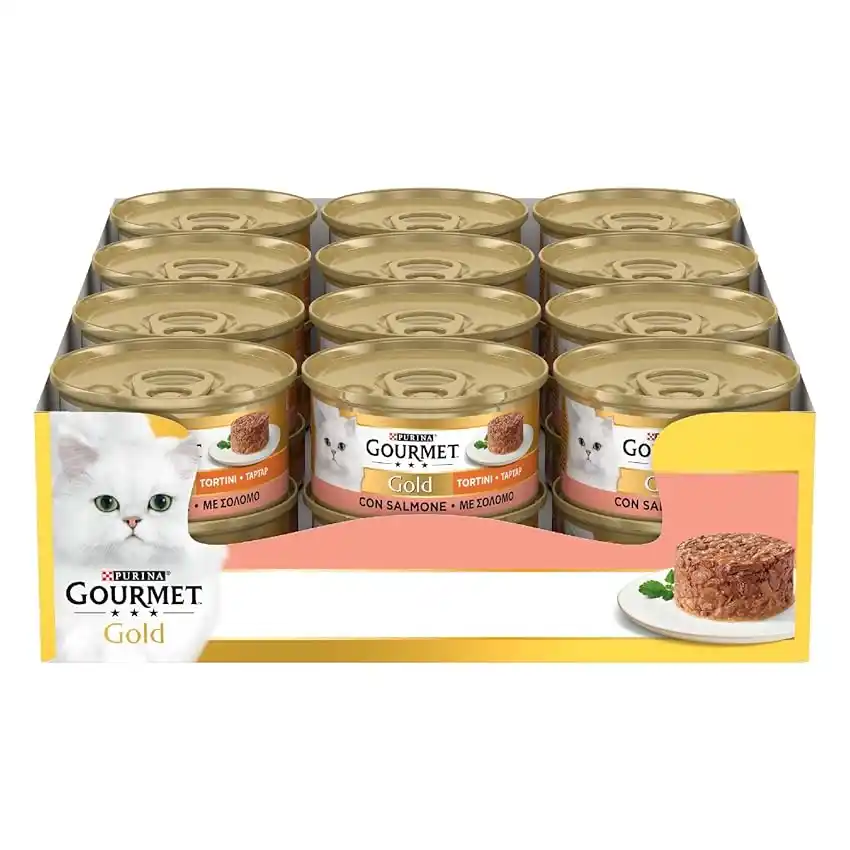 Image from Supermercato Sottocasa: 👀 GOURMET Gold Cibo Umido per Gatti Adulti Tortini con Salmone 24 Lat...