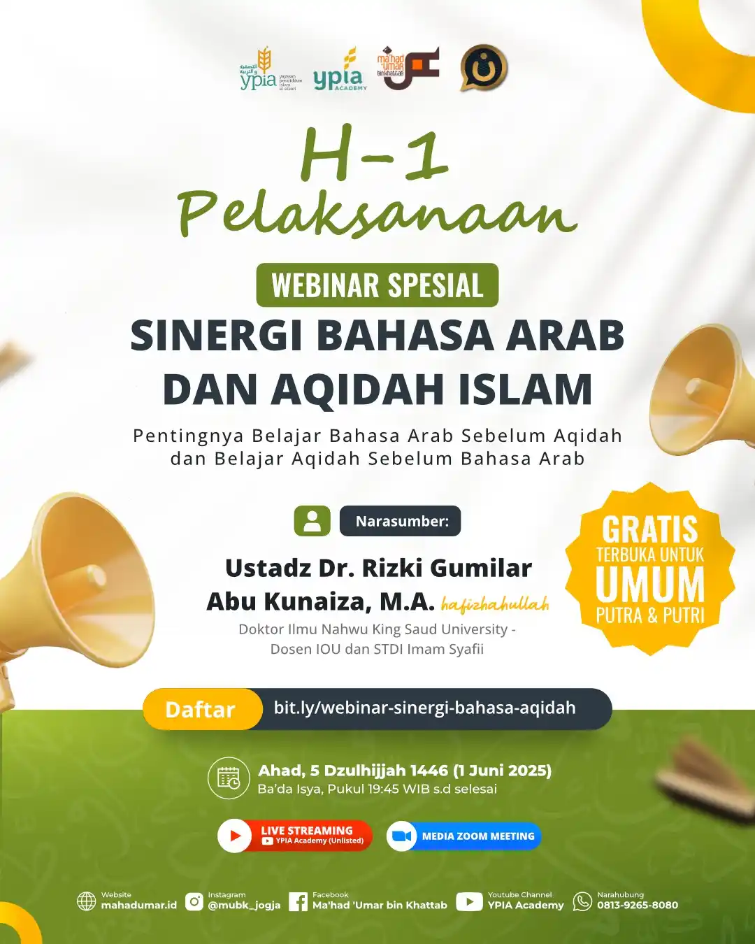 Image from YPIA Academy: *H-1 MENJELANG PELAKSANAAN WEBINAR SPESIAL GRATIS!* 🍃 _Bahasa adalah...