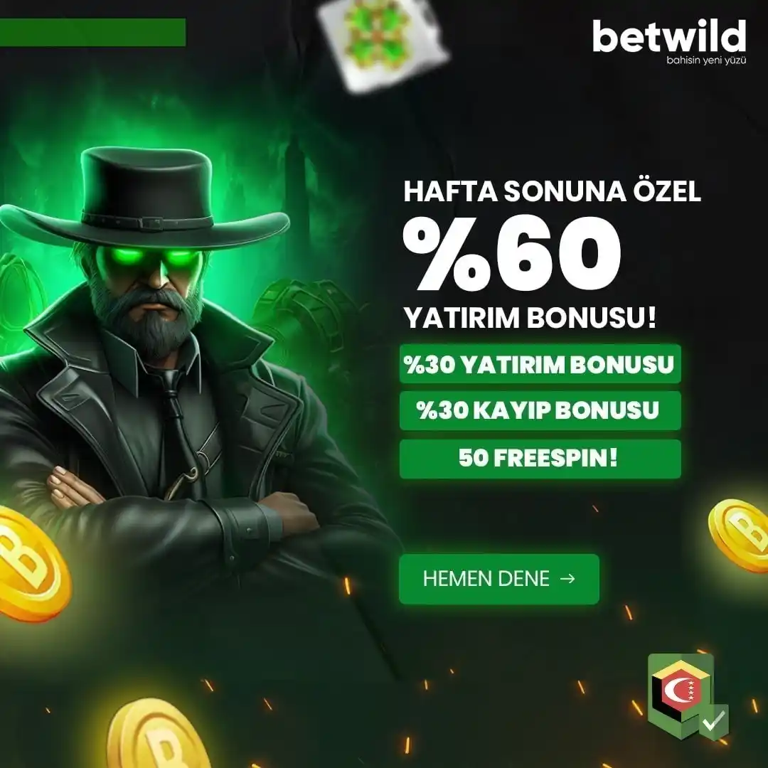 Image from BetWild: *HAFTA SONUNA ÖZEL %60 BONUS + 50 FREESPİN* 📢 *Betwild'da Hafta So...