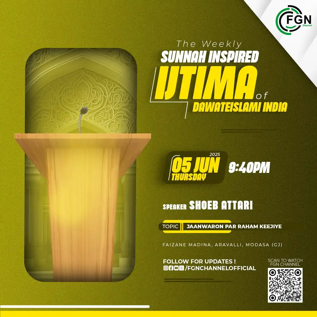 Image from FGN CHANNEL: Haftawaar Sunnaton Bhara Ijtima Live Aaj Raat 09:40 PM On FGN Channel ...