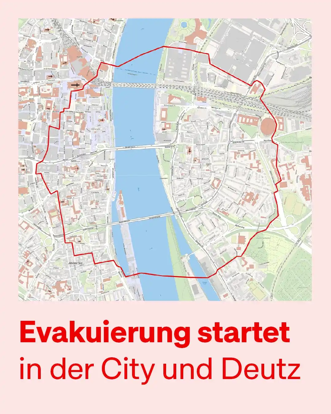 Image from Stadt Köln: ⚠️ Heute, 4. Juni, werden die Weltkriegsbomben in Deutz entschärft, di...