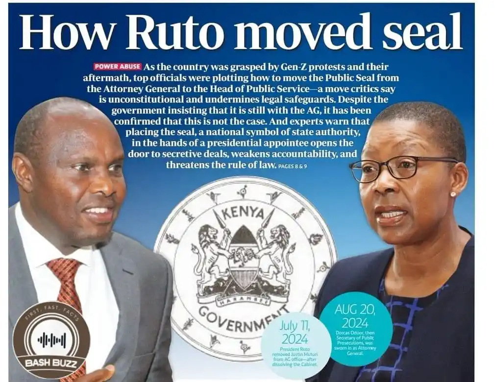 Image from BashBuzz: *ICYMI* High Court has stopped the transfer of Kenya's Public Seal fro...