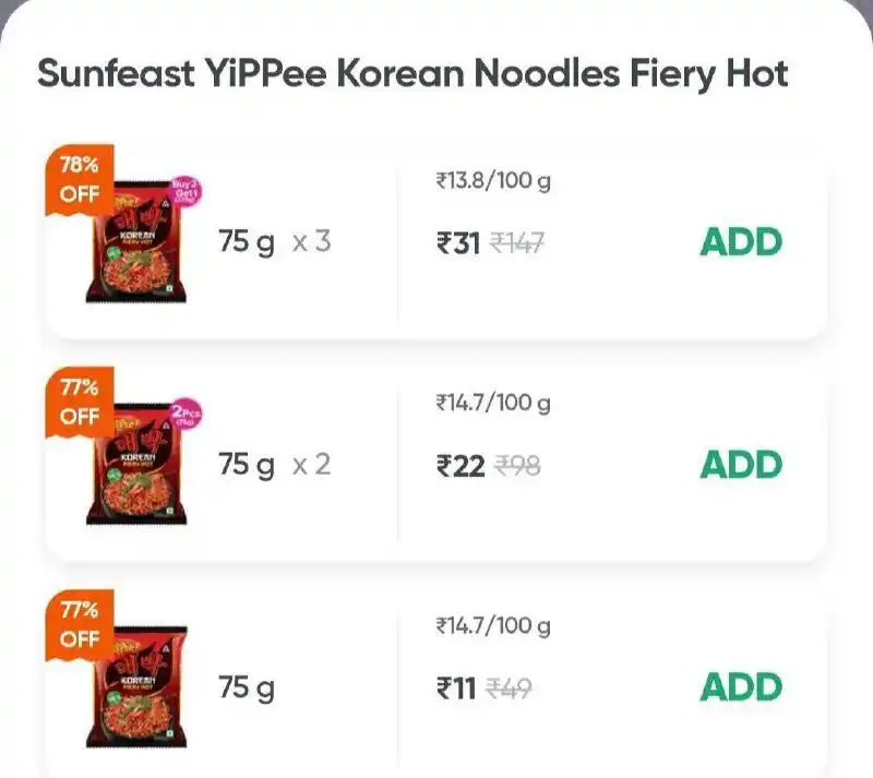 Image from SkTechHub: ► *Instamart Loot* Search : `Sunfeast Noodles`...