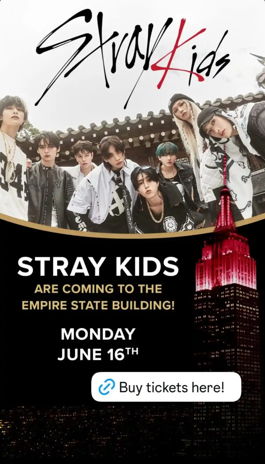 Image from STRAY KIDS - BREAKING NEWS ✨🌿: [📌| ꜱᴋᴢ ʙʀᴇᴀᴋɪɴɢ ɴᴇᴡꜱ]  El Empire State Building de New Your se ilumi...