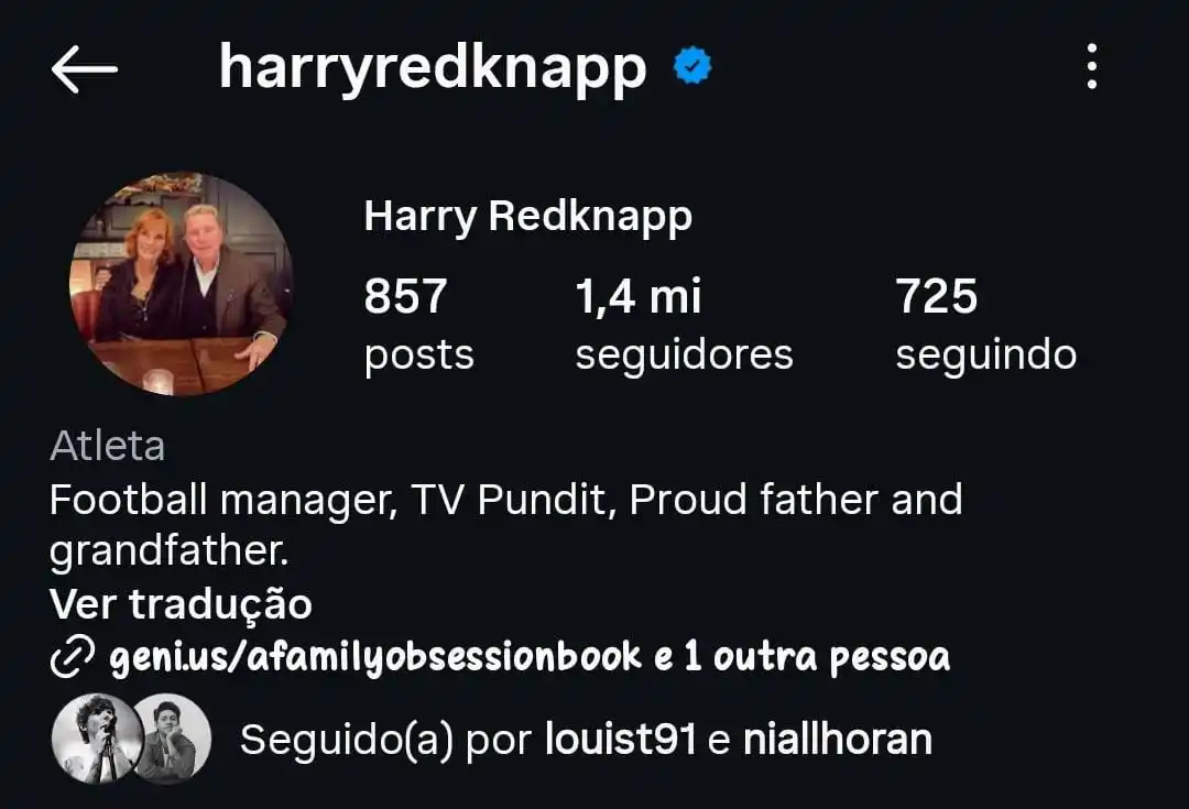 Image from UOL | Universo Louis Tomlinson: 📲 • Louis seguiu Harry Redknapp, Dermot Kennedy, Aaron Lennon e Unice...