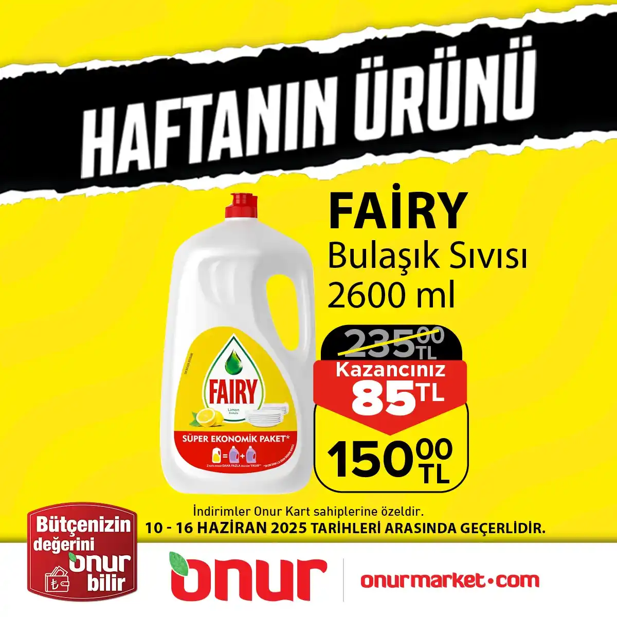 Image from Onur Market: ✨ Mutfakların vazgeçilmez temizlik ürünü 👉 Fairy Bulaşık Sıvısı 2600 ...