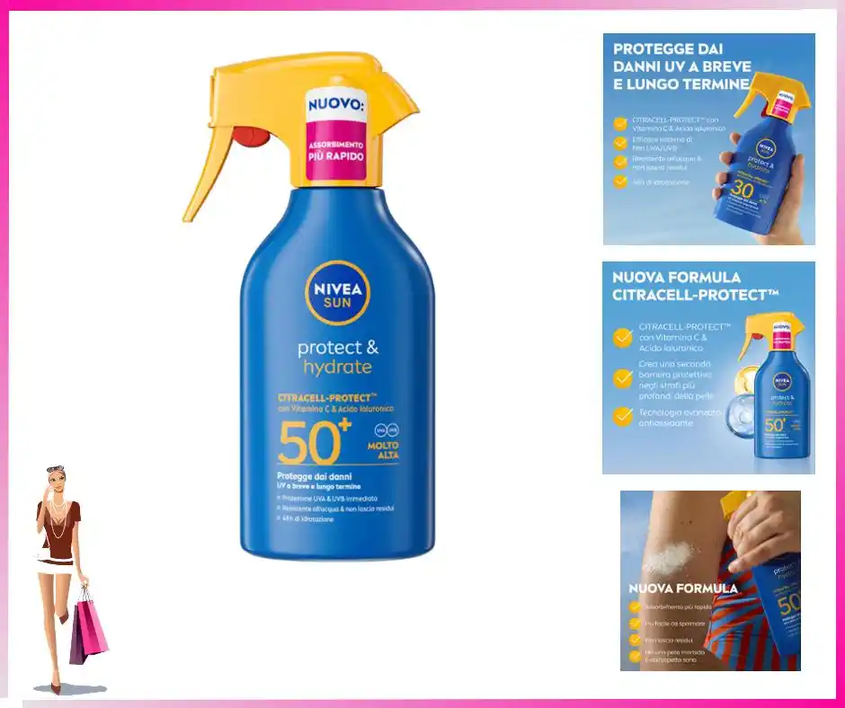 Image from Le Offerte di Joy: 🟢 *NIVEA SUN Protect & Hydrate Maxi Spray Solare SPF 50+ 270 ml, Crem...