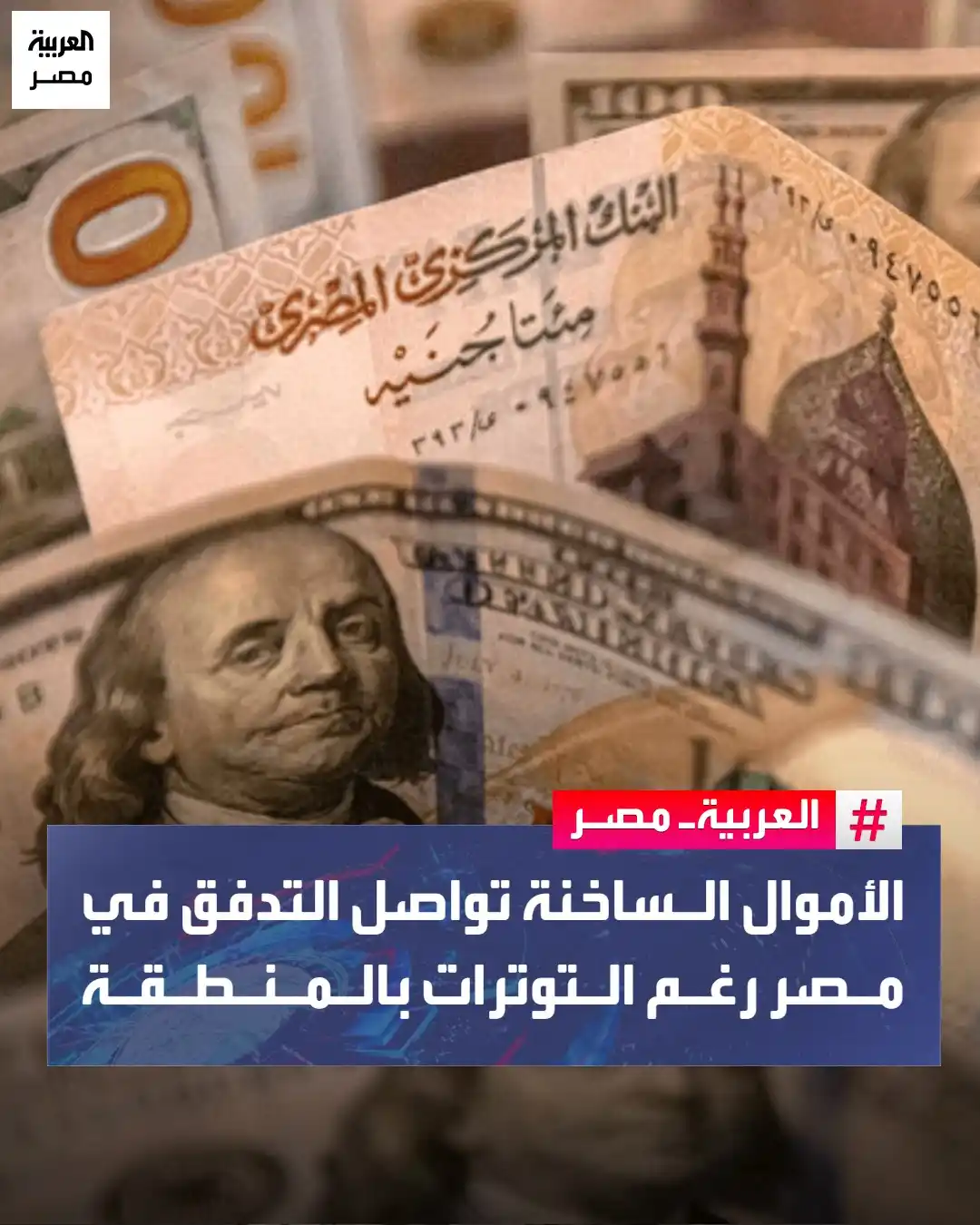 Image from العربية مصر: ⭕ واصلت الأموال الساخنة التدفق في مصر رغم التوترات الجيوسياسية في المن...