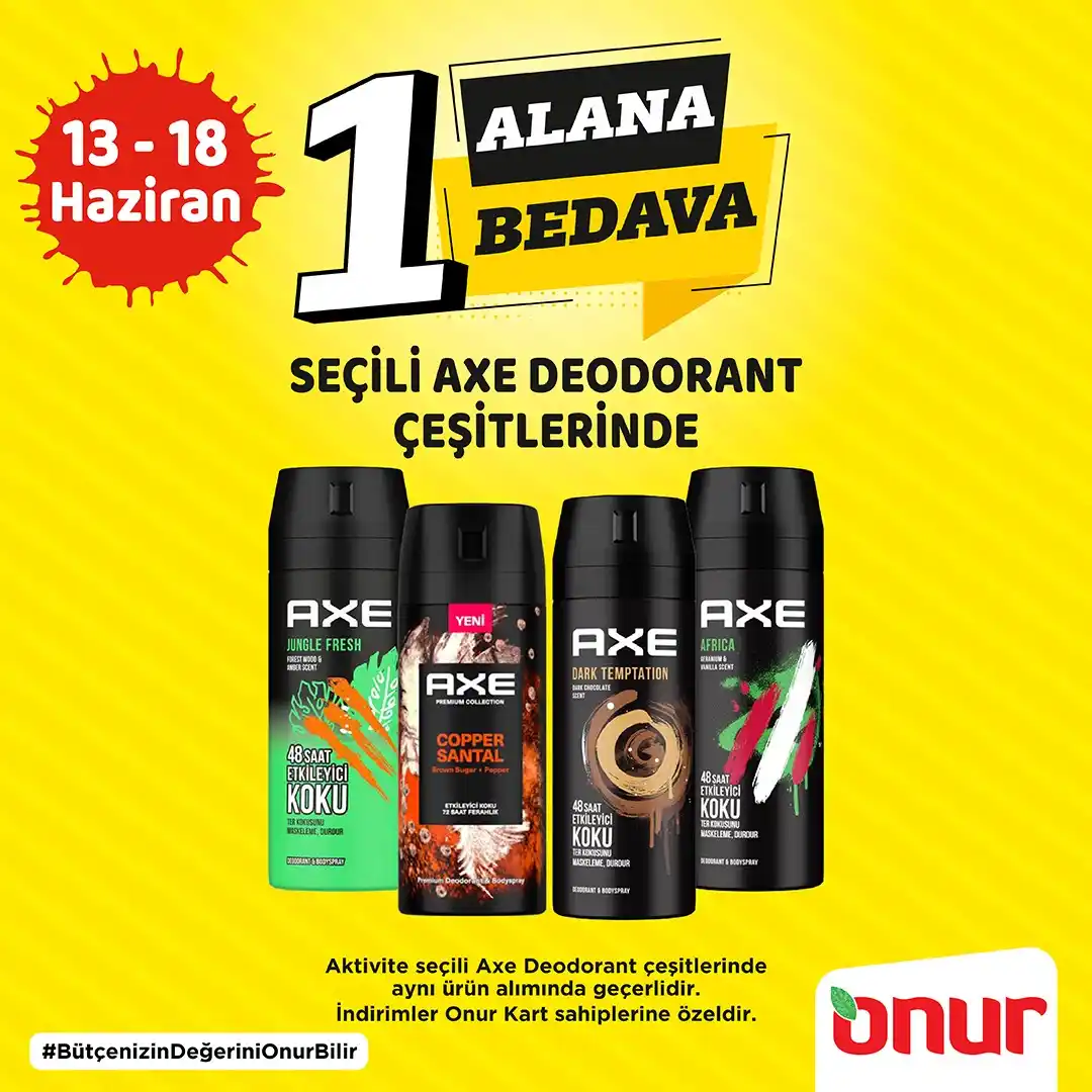 Image from Onur Market: 🌟 Onur Market'te Büyük Fırsat! 🌟 Seçili AXE Deodorant Çeşitlerinde 1...