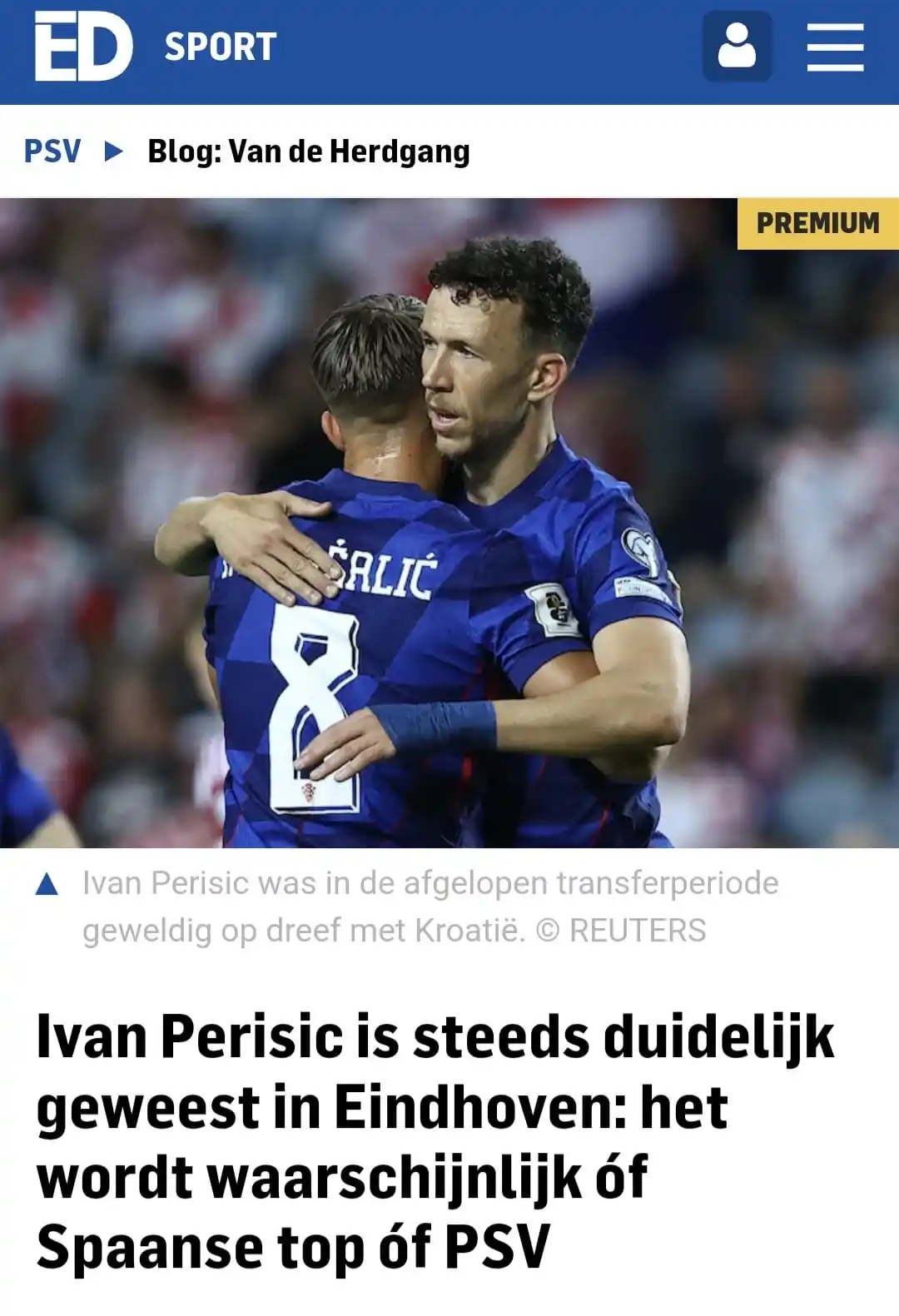 Image from Rik Elfrink - PSV - ED: Perisic: wordt het Spaanse top of PSV? Het is afwachten in Eindhoven. ...