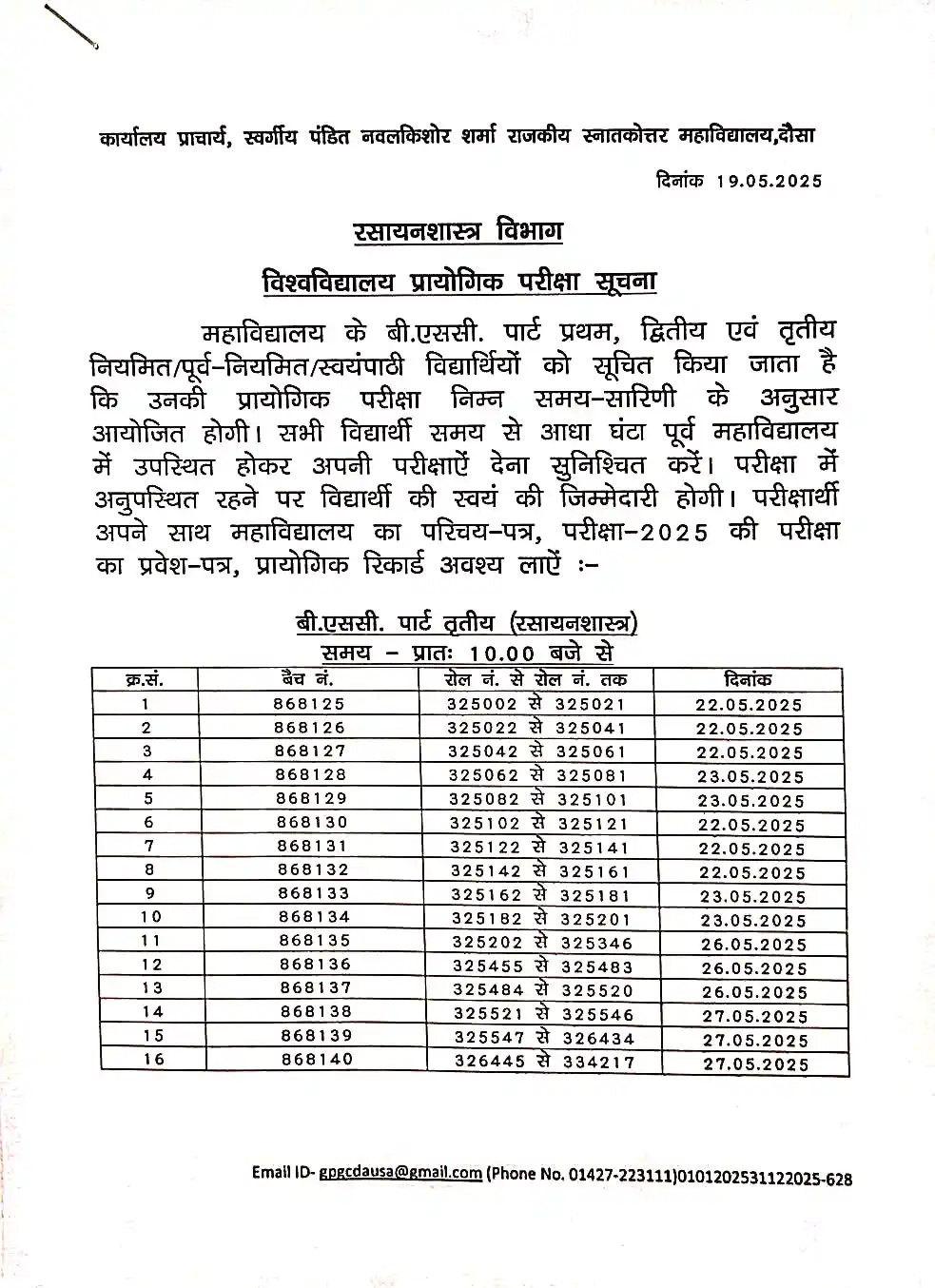 University Of Rajasthan post