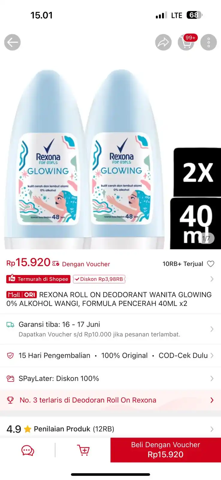Image from INFO PROMO RACUN SHOPEE CUAN: Rexona cuma 15rb dapet 2pc pake vip Rexona 1 https://s.shopee.co.id/...