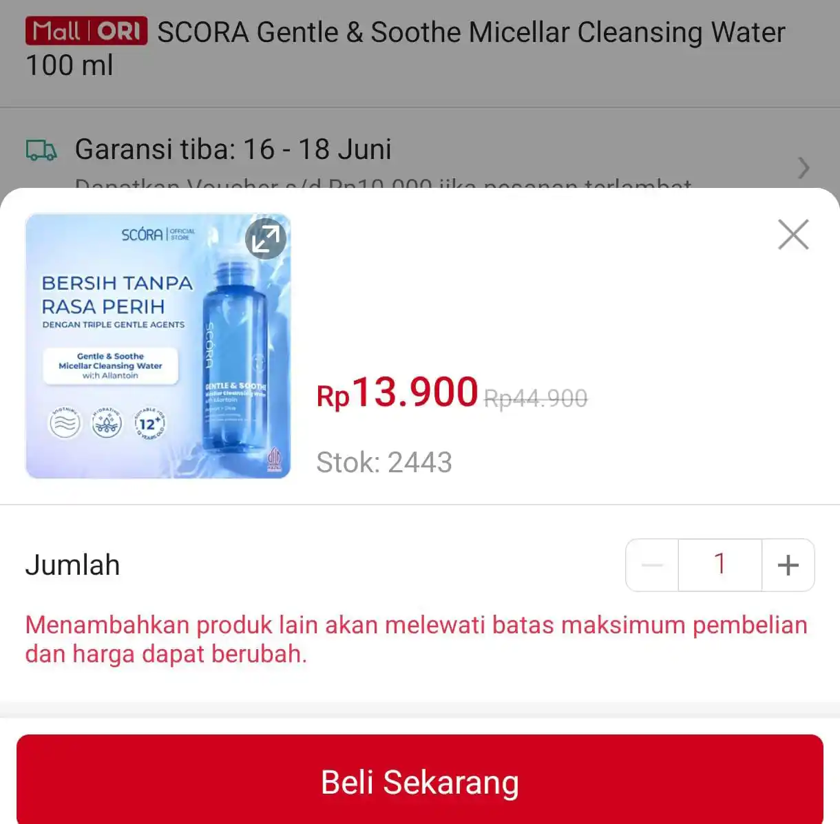 Image from PROMO SHOPEE 🔥: SCORA Gentle & Soothe Micellar Cleansing Water 100 ml seharga Rp13.900...