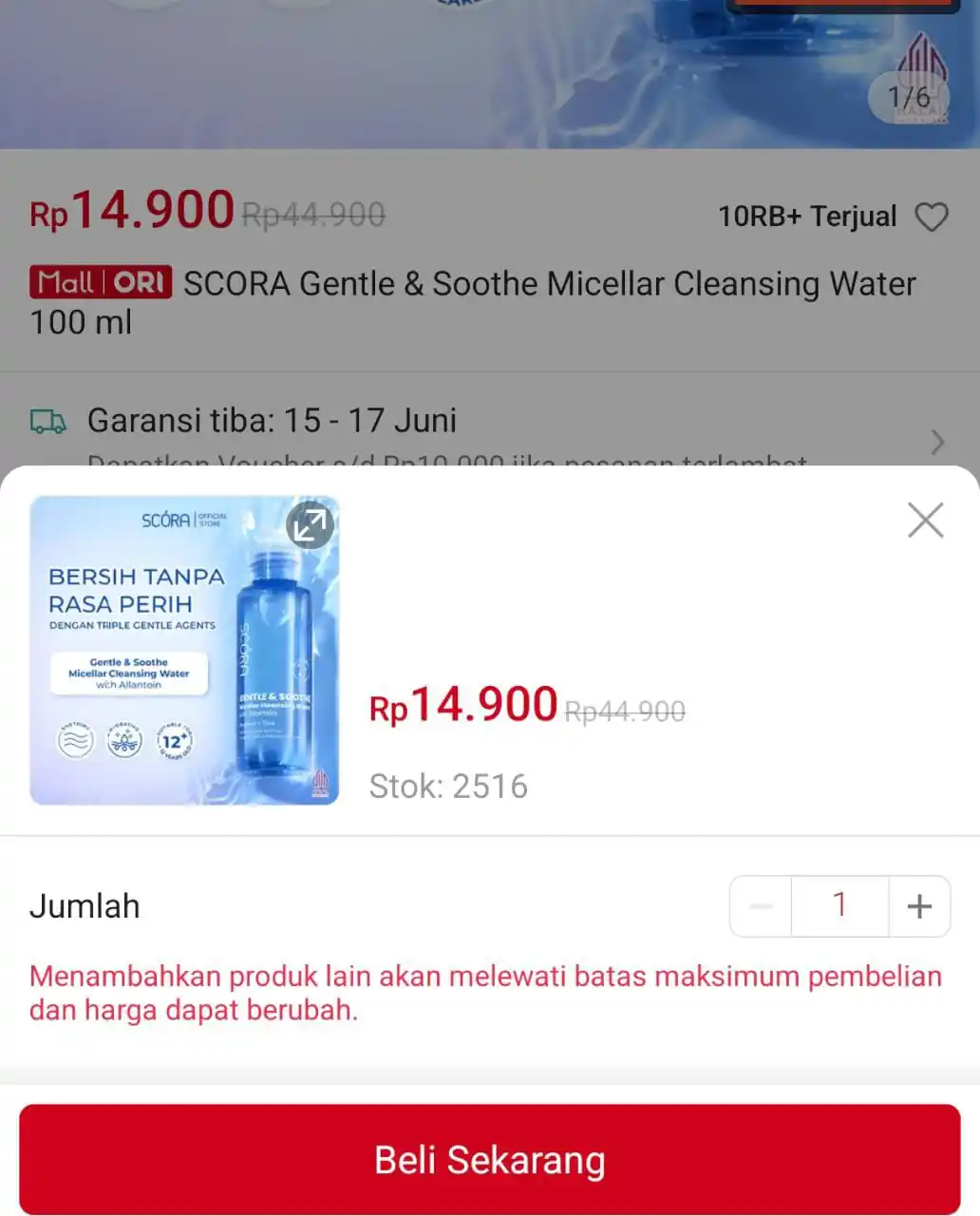 Image from PROMO SHOPEE 🔥: SCORA Gentle & Soothe Micellar Cleansing Water 100 ml seharga Rp14.900...