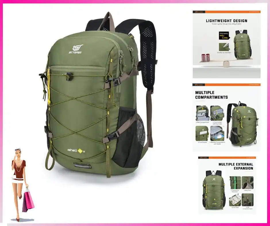 Image from Le Offerte di Joy: 🟢 *SKYSPER Zaino 30L con Strisce Riflettenti da Trekking, Hiking Escu...