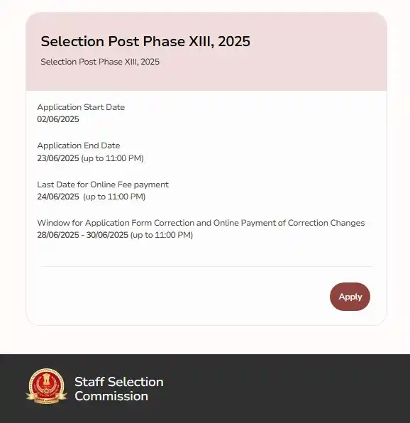 Image from Bihar Help - Jobs & Education Update: 📄 SSC Selection Post Phase 13 Notification 2025 जारी 🎯 2,423 पदों पर...