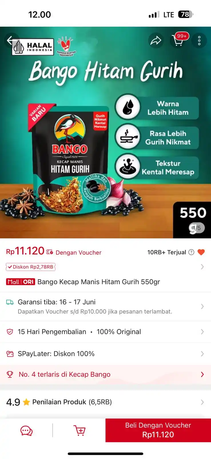 Image from INFO PROMO RACUN SHOPEE CUAN: Temukan Bango Kecap Manis Hitam Gurih 550gr seharga Rp11.120. Dapatka...