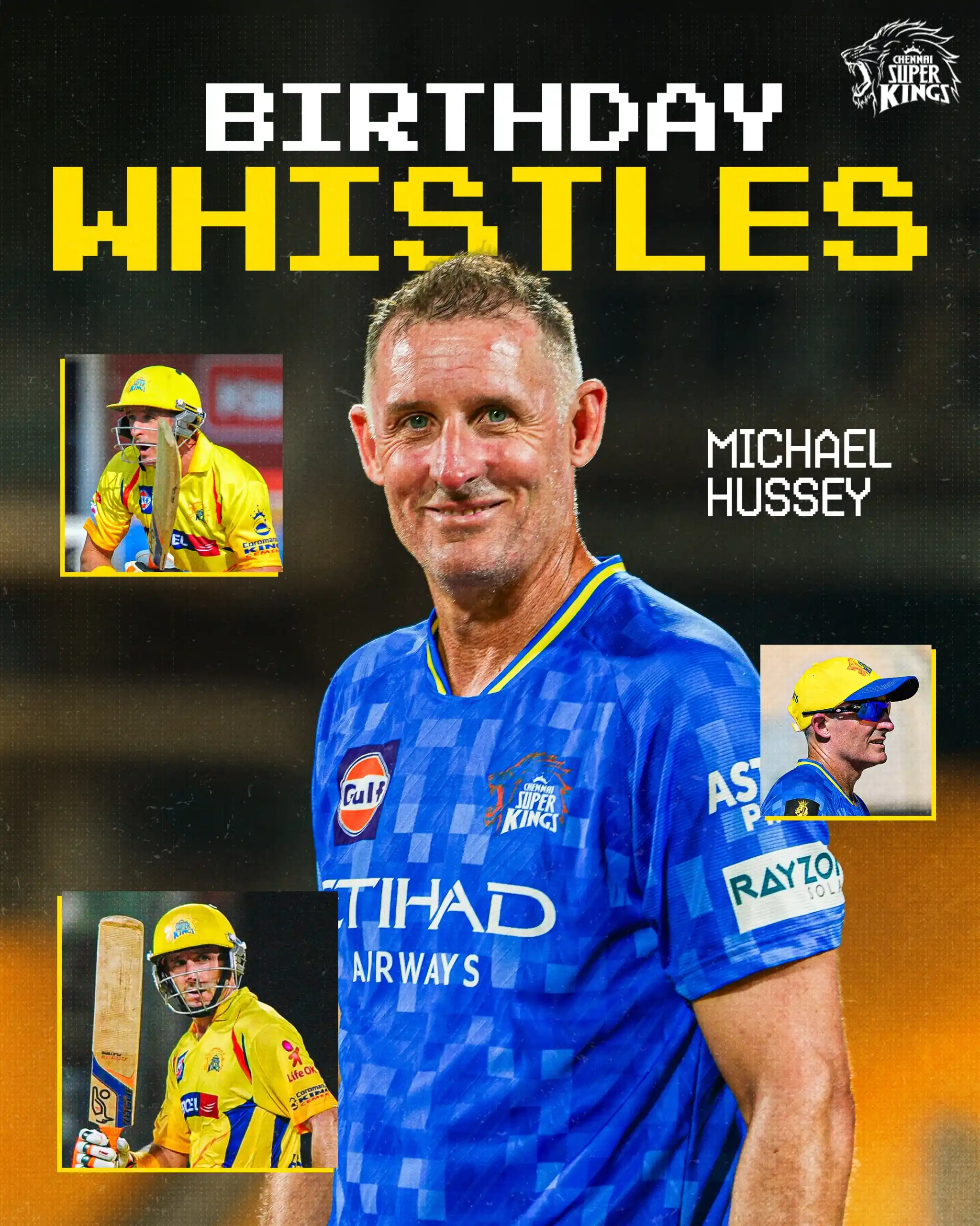 Image from Chennai Super Kings: The mind behind our batting muscle! 🦁🏏 Happy Birthday to the Hussme...