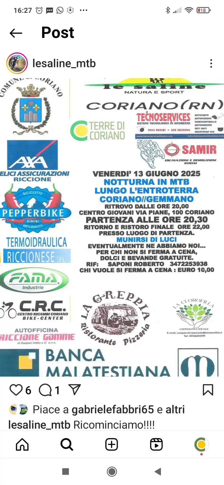 Image from Comune di Coriano: Torna la notturna in MTB nelle Terre di Coriano con l' ASD Le Saline ...