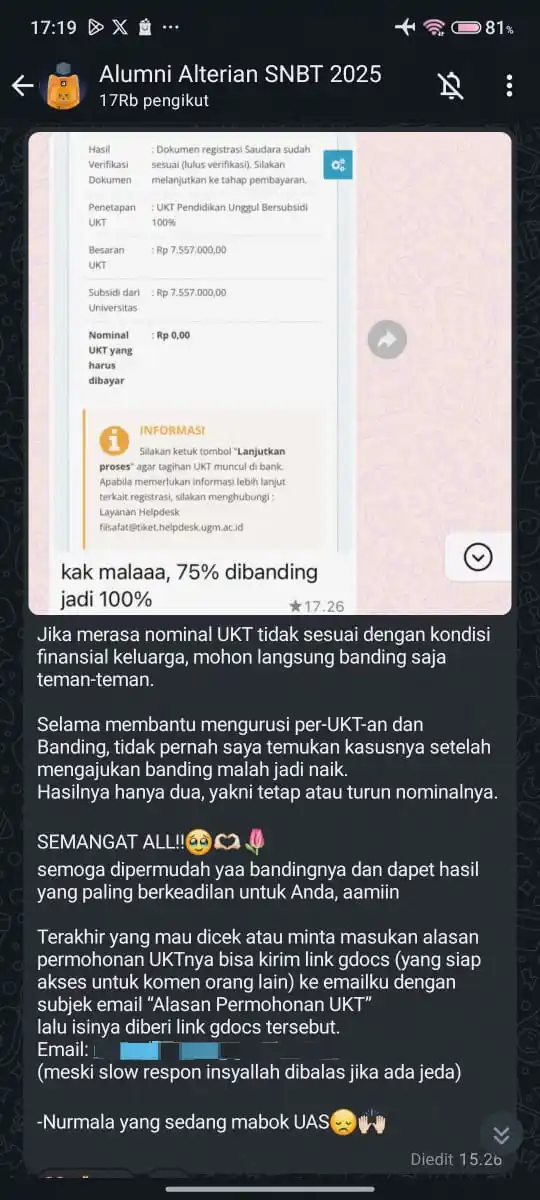 Image from info alternatifa🎖️ALT-SMILLING: UKT 0 Rp di UGM bukan cuma cerita rakyat yh🙂↕...