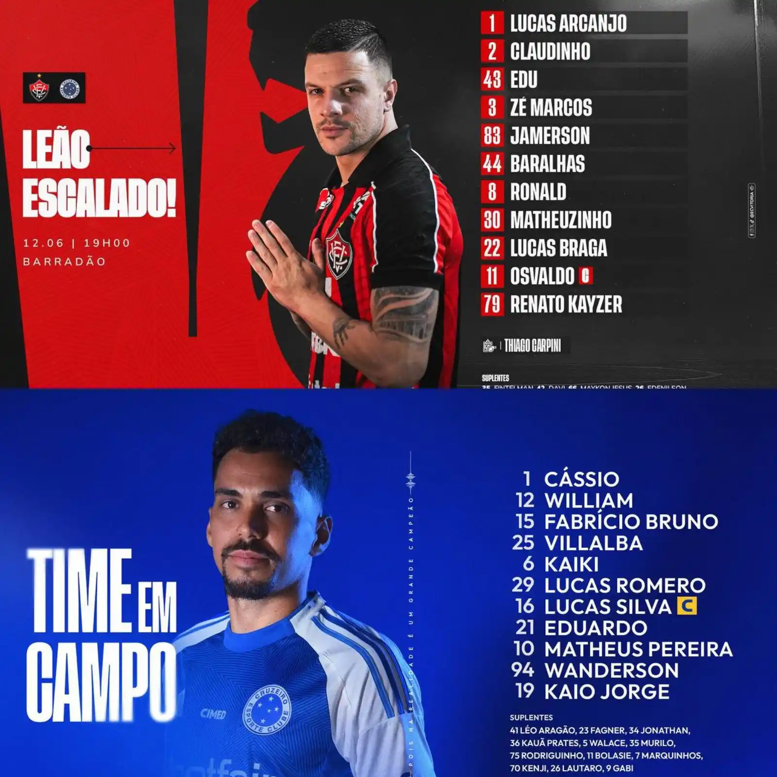 Image from Diário de torcedor: Vitória e Cruzeiro escalados. Bola rola às 19h, no Barradão....