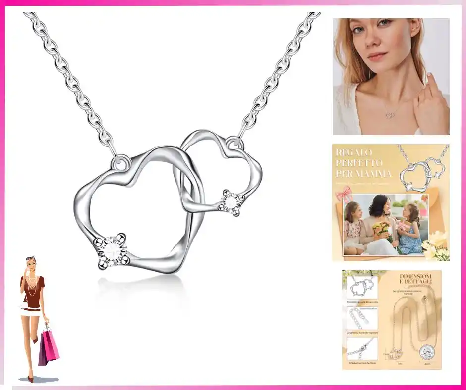 Image from Le Offerte di Joy: 🟢 *Vnox Collana Donna Regalo Mamma: Collana Donna Cuore in Argento co...