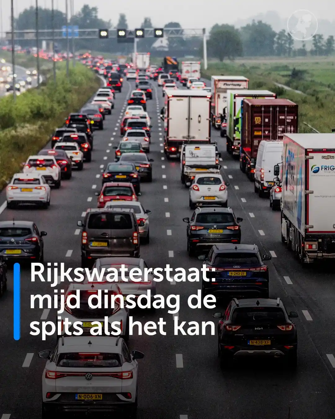 Image from Hart van Nederland: Weggebruikers doen er goed aan dinsdag de spits te mijden. Dat meldt R...