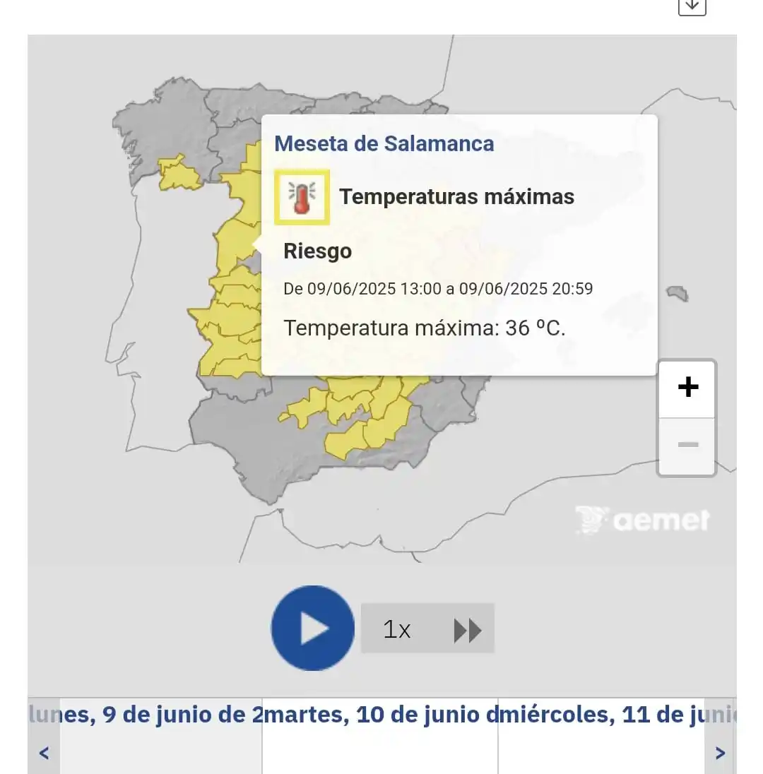 Image from Ayuntamiento de Ciudad Rodrigo: 🌞Alerta amarilla por temperaturas máximas de la Aemet 🌡La Aemet ha ...