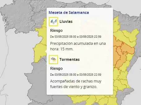 Image from Ayuntamiento de Ciudad Rodrigo: ⛈️Alerta de la Aemet por tormentas hasta las 22:59 horas de hoy ⚠️El ...