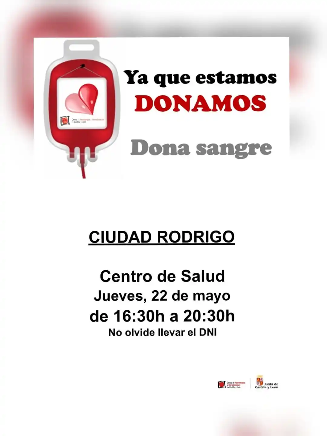 Image from Ayuntamiento de Ciudad Rodrigo: 📢 Campaña de Donación de Sangre 📢 👉 El Centro de Hemoterapia y Hemo...