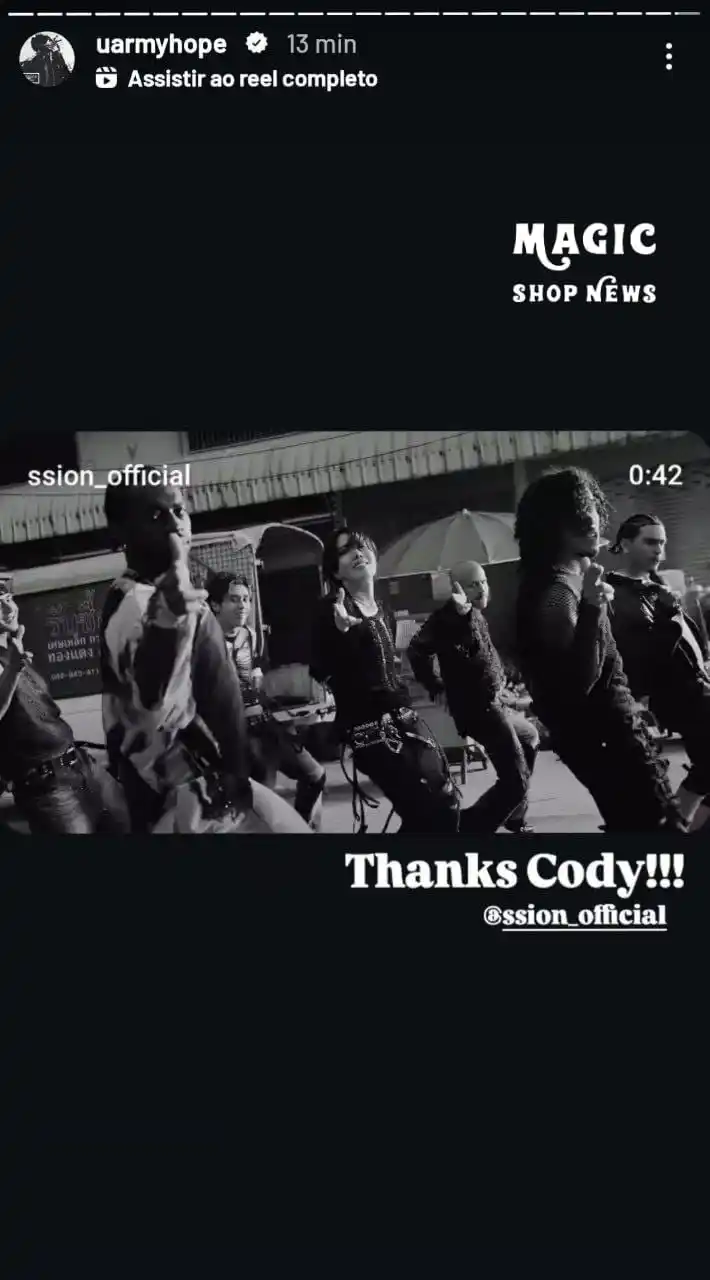 Image from Magic Shop News ⟭⟬⁷ 🪄💜 BTS: *🎥 J-HOPE RECONHECE COLABORAÇÃO DE CODY NO MV DE “KILLIN’ IT GIRL”* ...