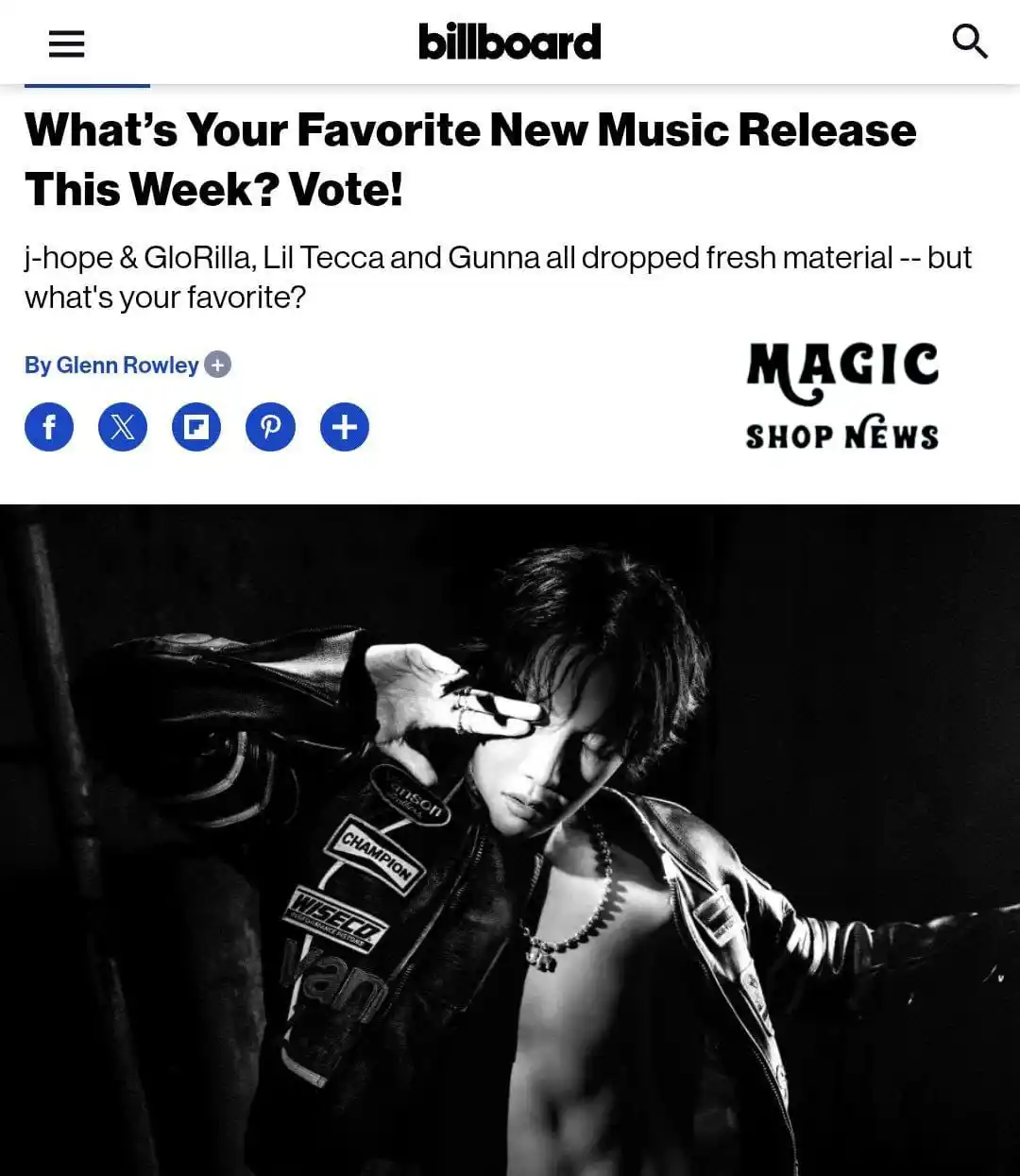 Image from Magic Shop News ⟭⟬⁷ 🪄💜 BTS: *📊 "KILLIN' IT GIRL" DO J-HOPE ESTÁ ENTRE AS FAVORITAS DA SEMANA NA B...