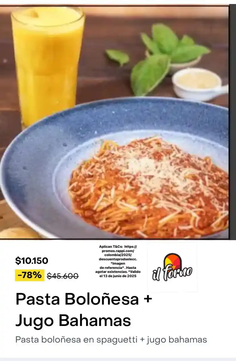 Image from Rappi Colombia: Pastica de *il Forno* para un viernes feliz, a precio de locooos 🚨🚨P...