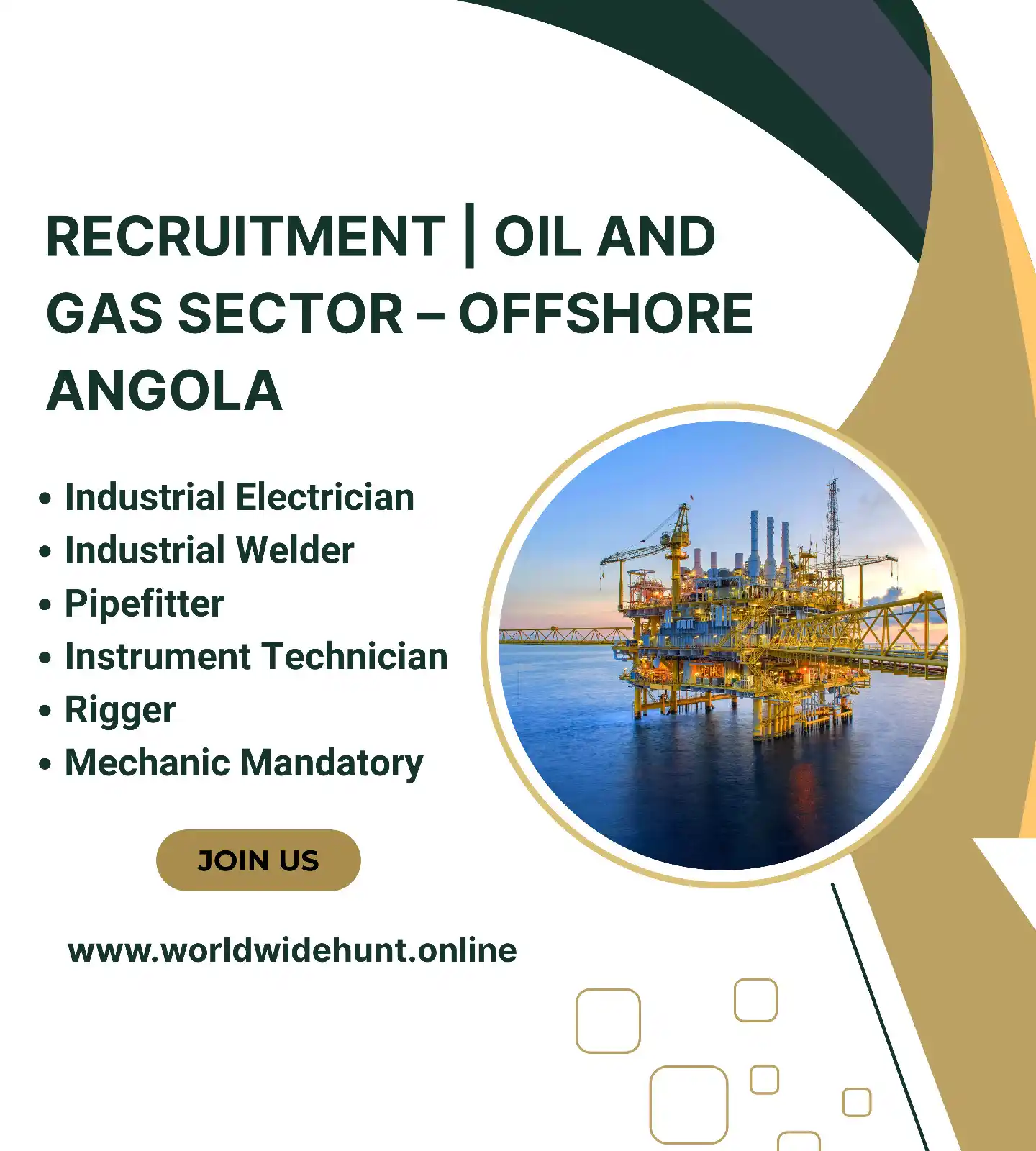 Image from Oil and Gas. Online: RECRUITMENT | OIL AND GAS SECTOR – OFFSHORE ANGOLA Industrial Electr...