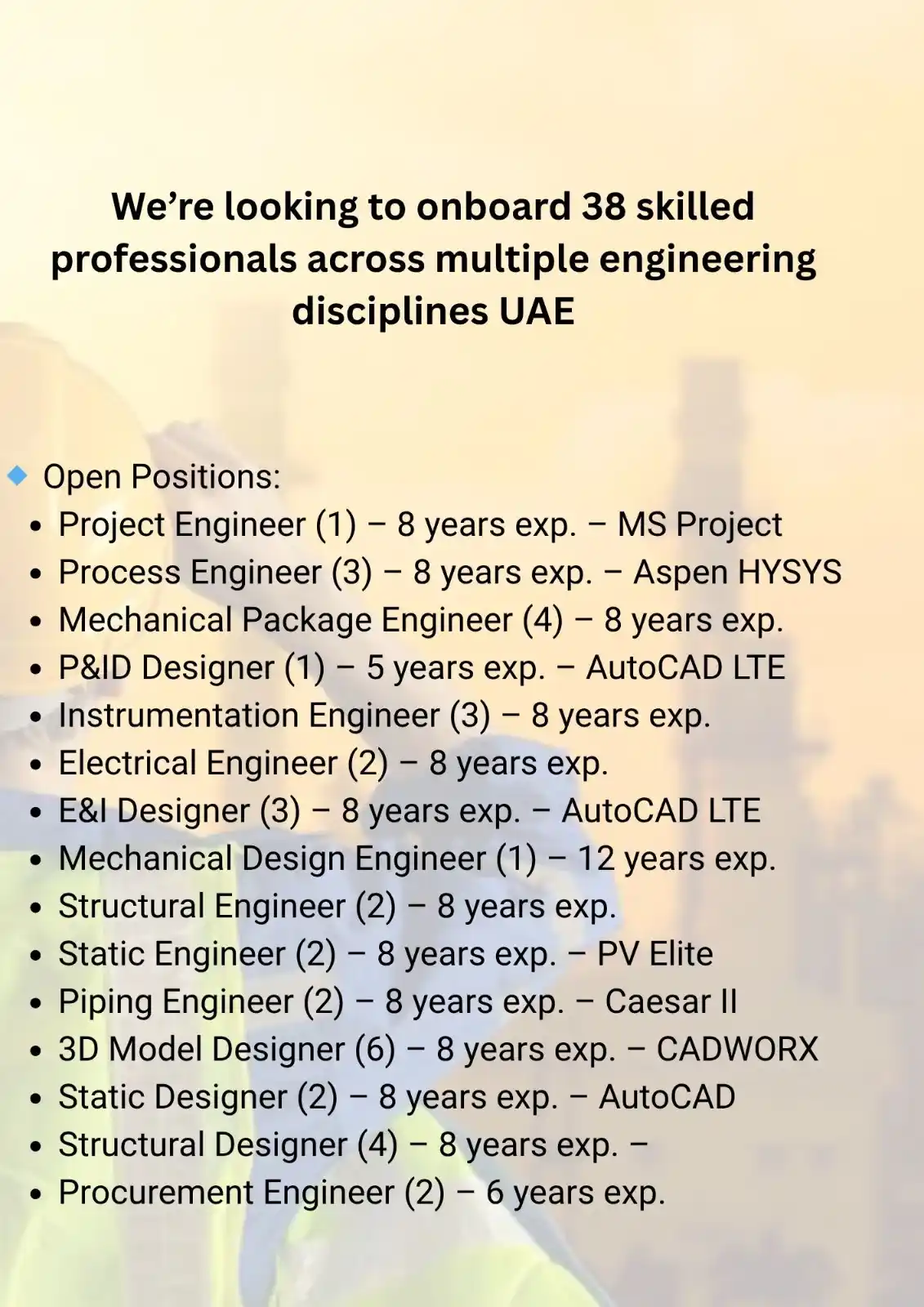 Image from Oil and Gas. Online: We’re looking to onboard 38 skilled professionals across multiple engi...