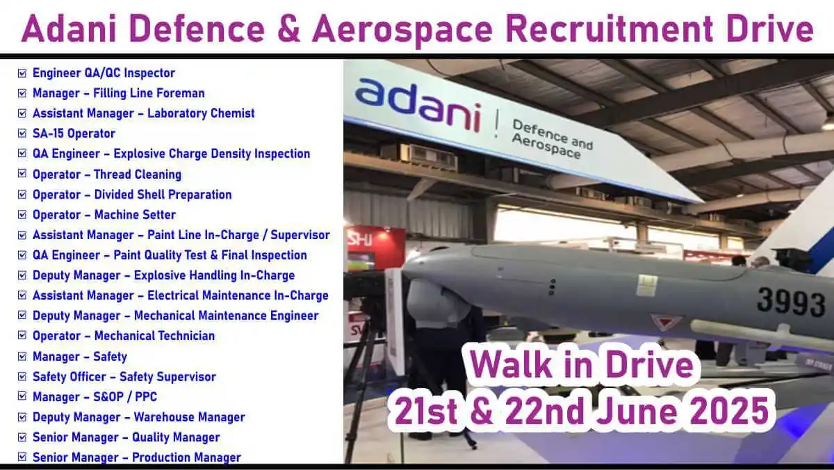 Image from Construction Placement: 📢📢 *Adani Defence & Aerospace Walk In Drive: Kanpur Vacancies | Hiri...
