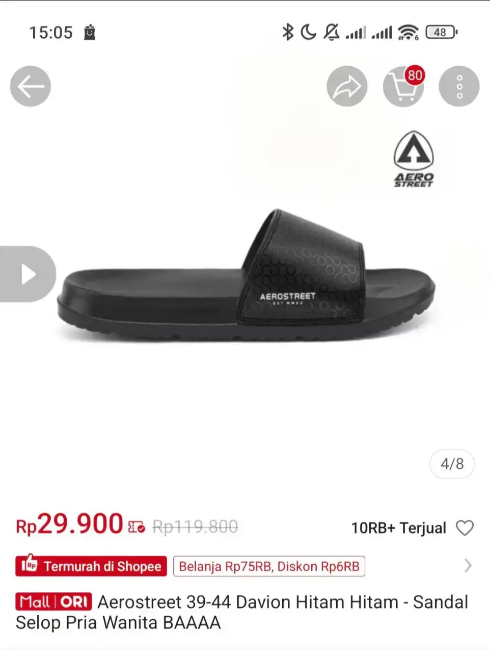 Image from Racun Shopee Receh: Aerostreet 39-44 Davion Hitam Hitam - Sandal Selop Pria Wanita BAAAA h...