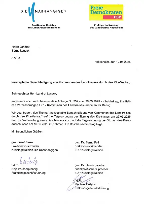 Image from Die Unabhängigen - Kreistagsfraktion Landkreis Hildesheim: *Antrag* Wir haben heute beantragt, das Thema "Inakzeptable Benachtei...