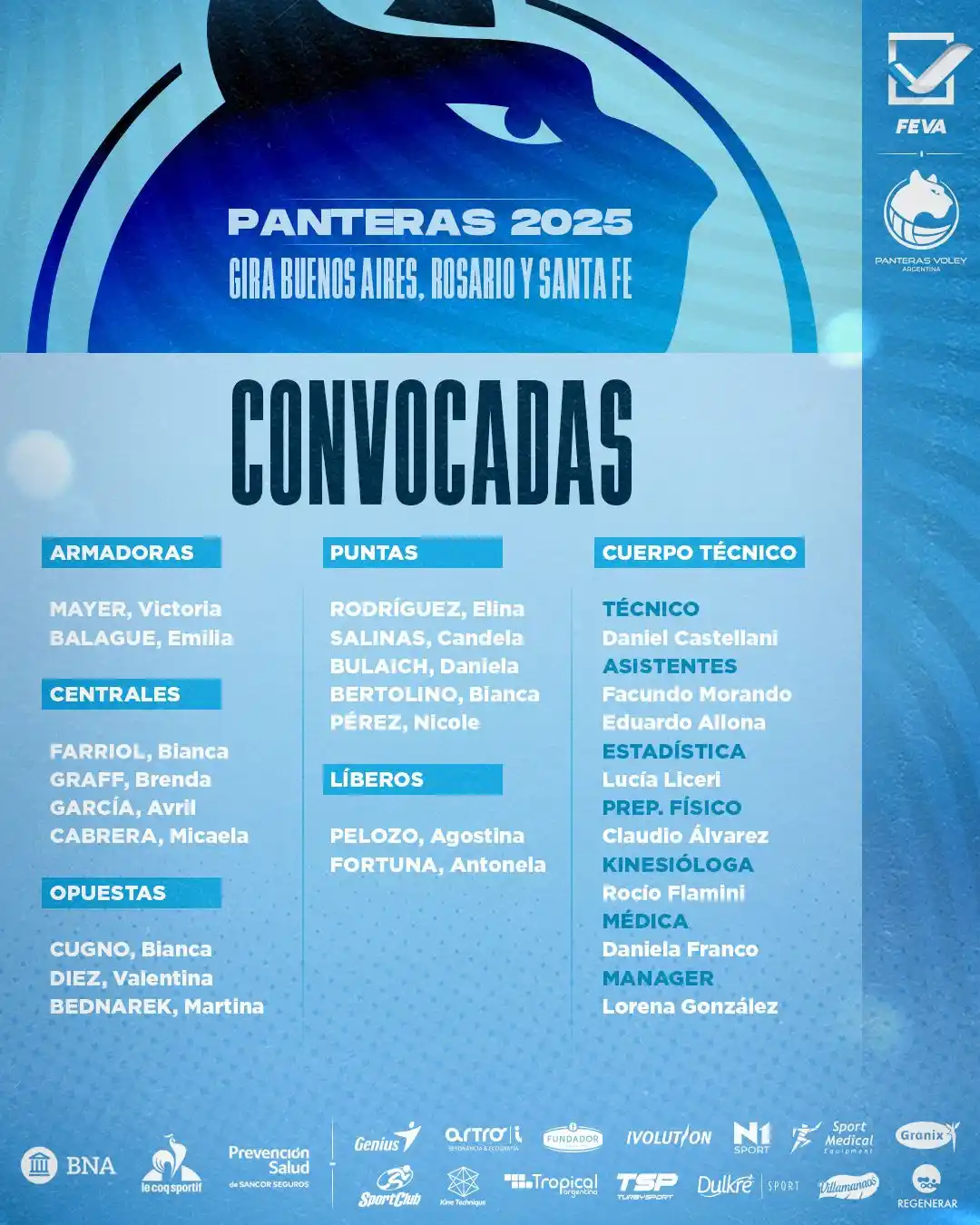 Image from Planeta Vóley : 🇦🇷📝 Lista oficial de Las Panteras para los amistosos en Buenos Aire...