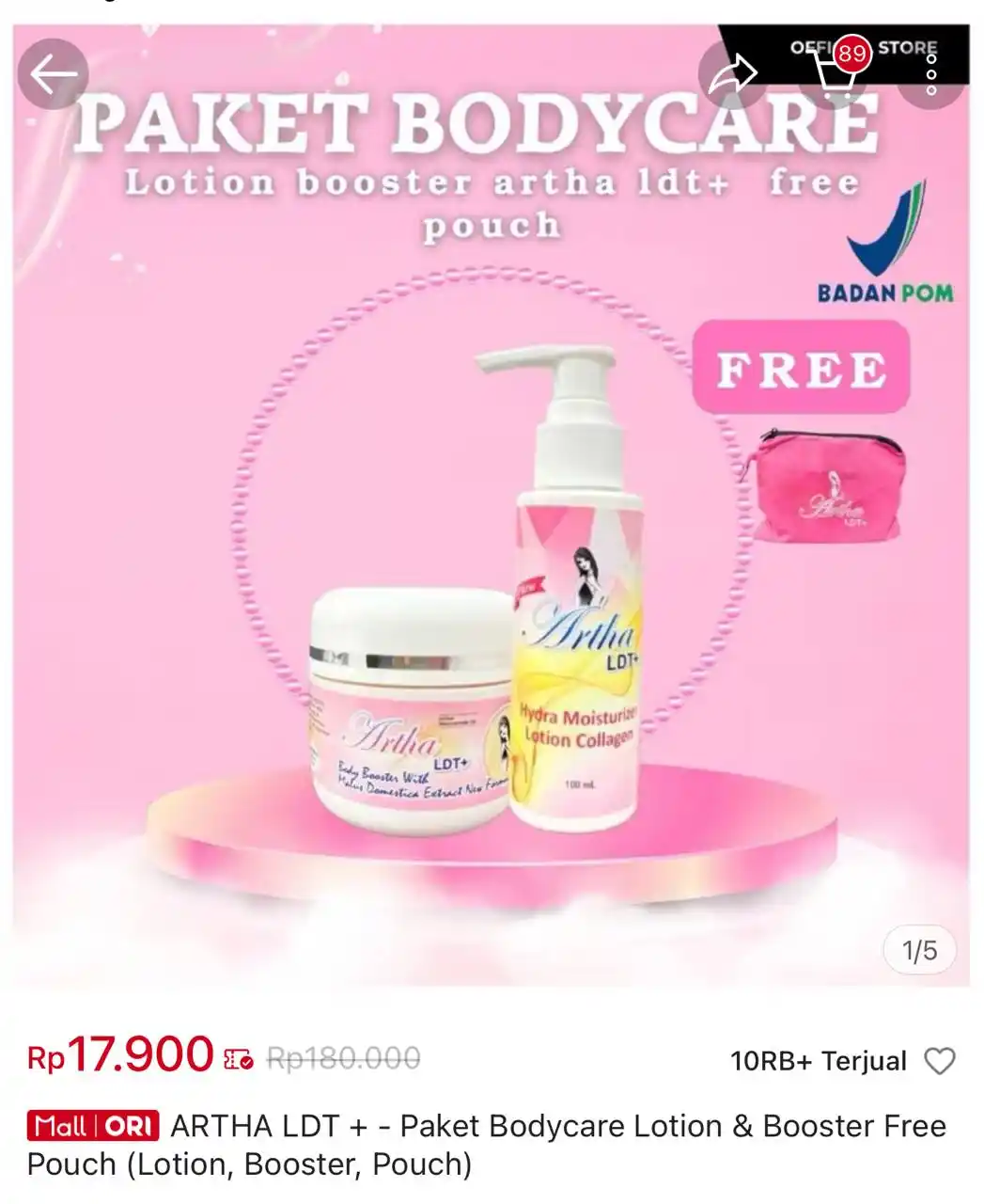 Image from Racun Shopee Receh: ARTHA LDT + - Paket Bodycare Lotion & Booster Free Pouch (Lotion, Boos...