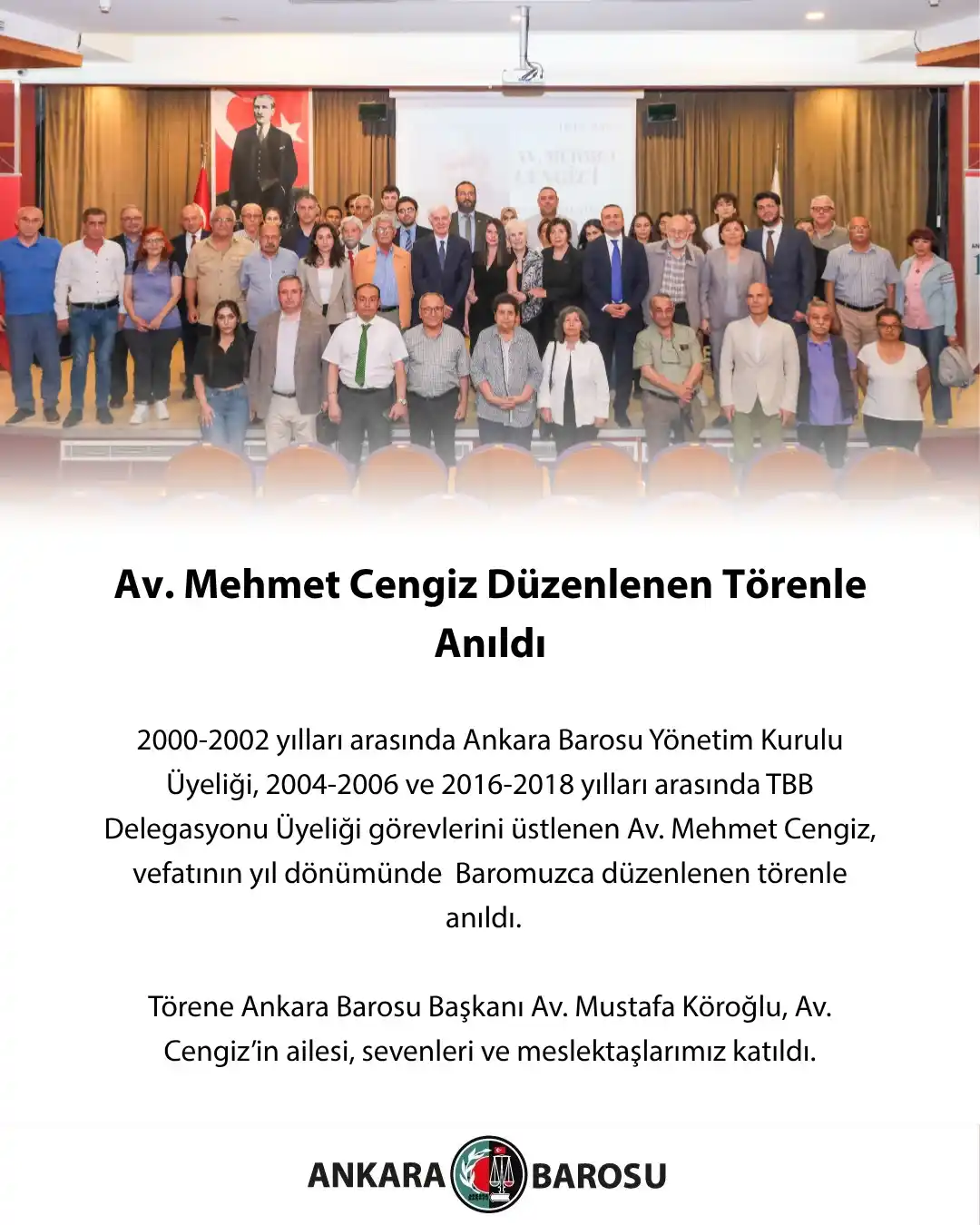 Image from Ankara Barosu: Av. Mehmet Cengiz Düzenlenen Törenle Anıldı 2000-2002 yılları arasında...