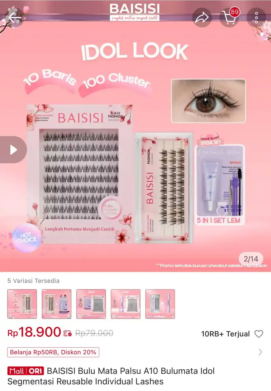 Image from Racun Shopee Receh: BAISISI Bulu Mata Palsu A10 Bulumata Idol Segmentasi Reusable Individu...